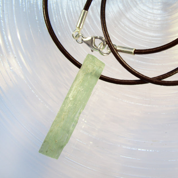 Long Aquamarine Crystal Drilled Necklace Sterling Silver Clasp