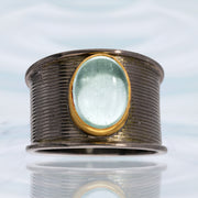 Aquamarine Black Rhodium Ring Size 10 ½