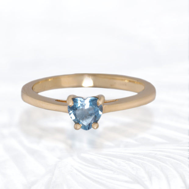 Aquamarine Heart 14kt Gold Ring