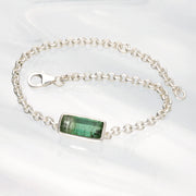 Green Tourmaline Silver Bracelet