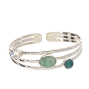 Moonstone, Aquaprase & Grandidierite Silver Bracelet