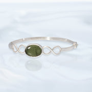 Genuine Czech Moldavite Silver Bracelet