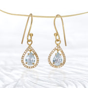 Aquamarine & Moissanite Gold Plated Earrings