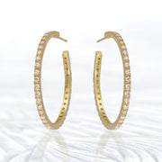 Moissanite Gold Plated Hoop Earrings