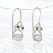 Tsavorite & Moonstone Silver Earrings