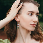 Moonstone & Genuine Moldavite Earrings