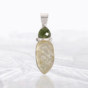 Moldavite and Libyan Desert Glass Pendant