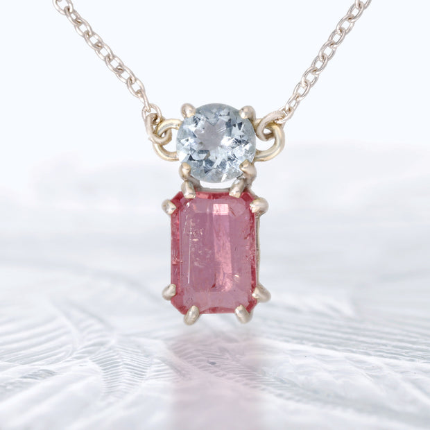 Aquamarine & Pink Tourmaline Necklace