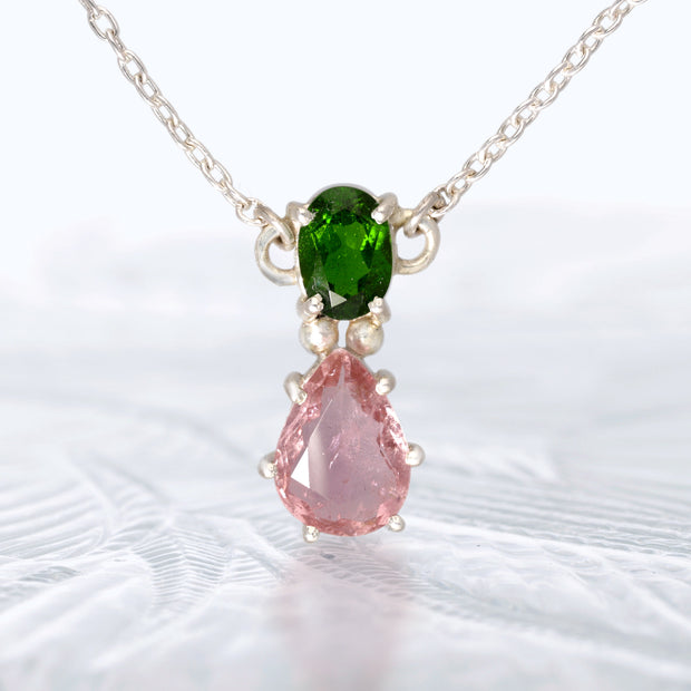 Chrome Diopside & Pink Tourmaline Necklace