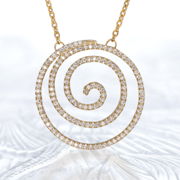 Moissanite Gold Plated Spiral Necklace