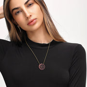 Pink Sapphire Gold Plated Spiral Necklace