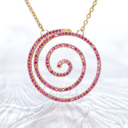 Pink Sapphire Gold Plated Spiral Necklace