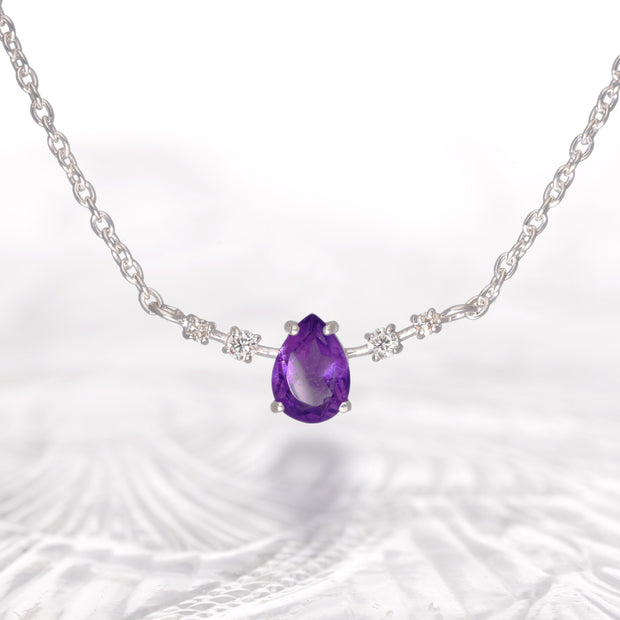 Moissanite & Amethyst Silver Necklace