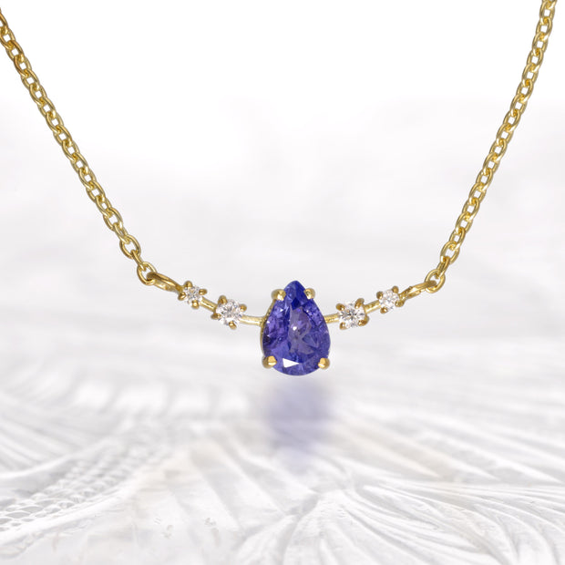 Moissanite & Tanzanite Gold Plated Necklace