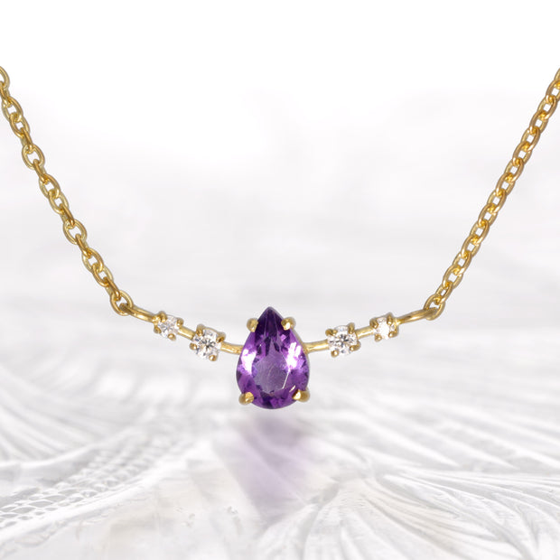 Moissanite & Amethyst Gold Plated Necklace