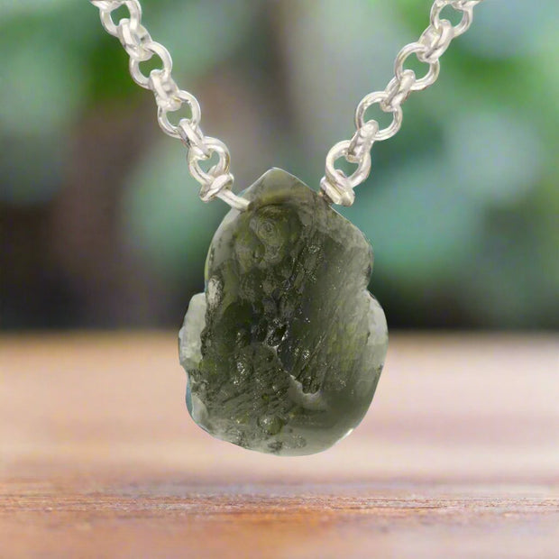 Genuine Moldavite Silver Necklace