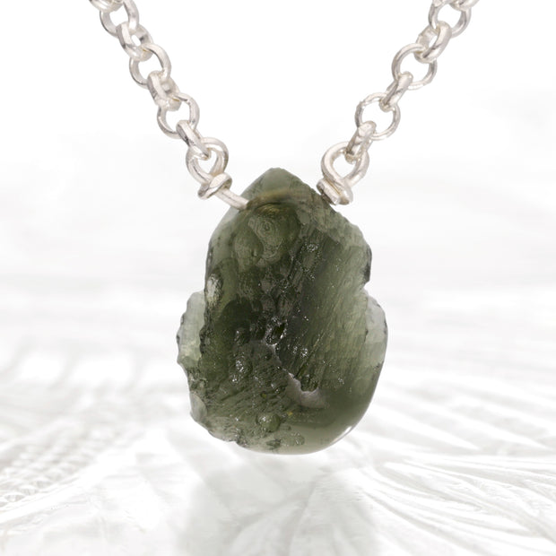 Genuine Moldavite Silver Necklace