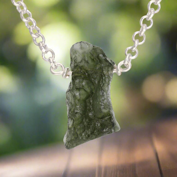 Real Czech Moldavite Silver Necklace