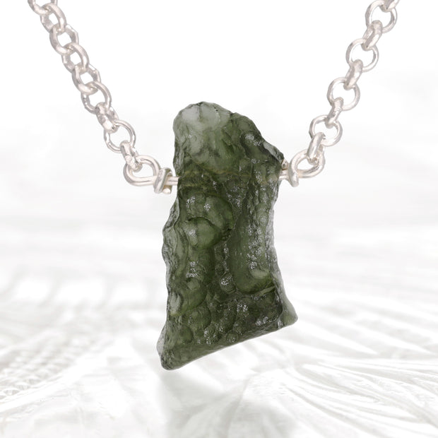 Real Czech Moldavite Silver Necklace