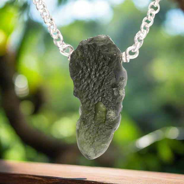 Genuine Raw Moldavite Bead Necklace