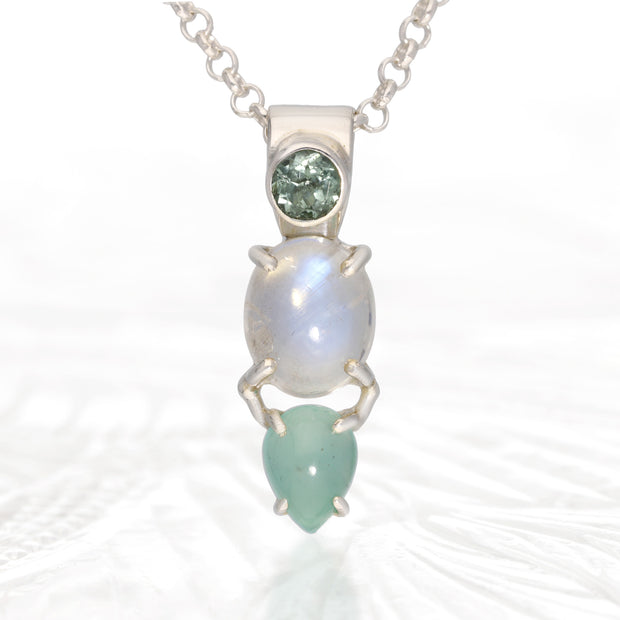 Aquamarine, Moonstone & Aquaprase Necklace