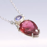 Beautiful Tanzanite & Tourmaline Silver Necklace