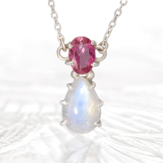 Pink Tourmaline & Moonstone Necklace