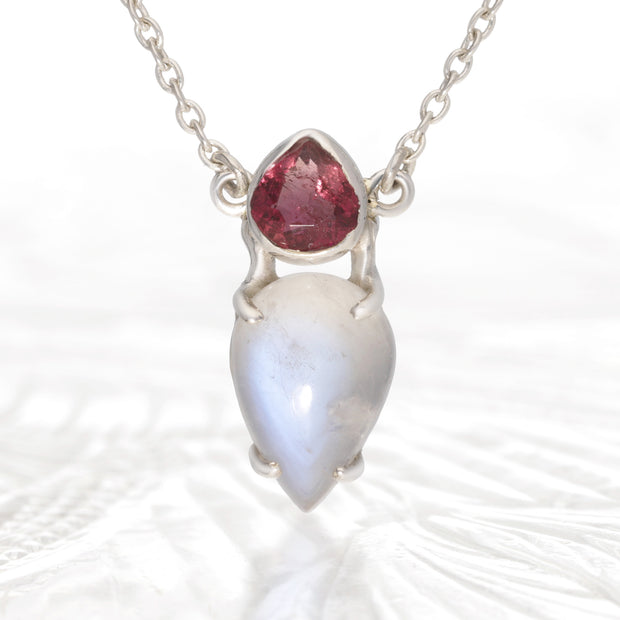 Pink Tourmaline & Moonstone Necklace