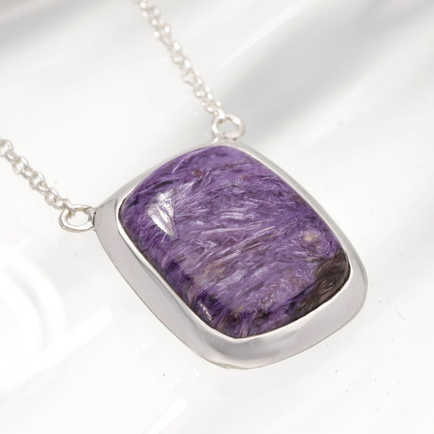 Charoite Silver Adjustable Necklace