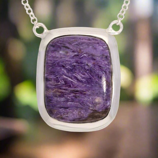 Charoite Silver Adjustable Necklace