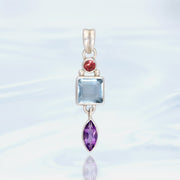 Tourmaline, Aquamarine & Amethyst Pendant