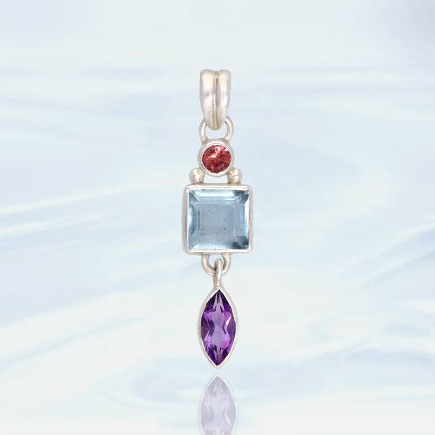 Tourmaline, Aquamarine & Amethyst Pendant