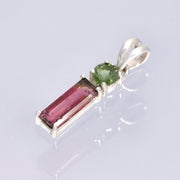 Green & Pink Tourmaline Silver Pendant