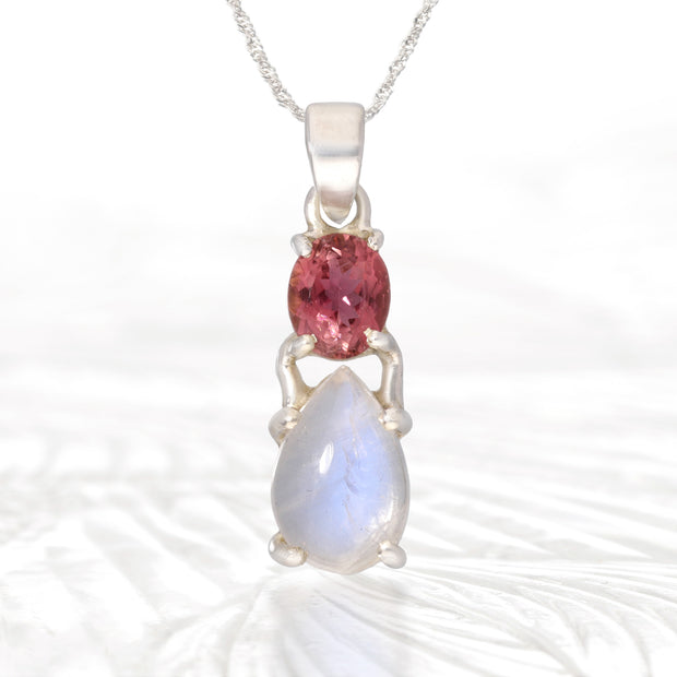 Pink Tourmaline & Moonstone Pendant