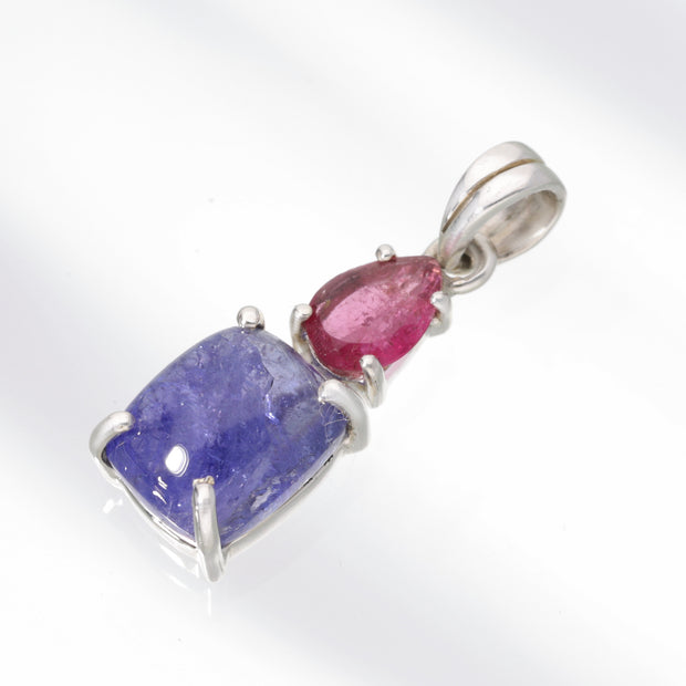 Pink Tourmaline & Tanzanite Silver Pendant