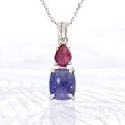 Pink Tourmaline & Tanzanite Silver Pendant