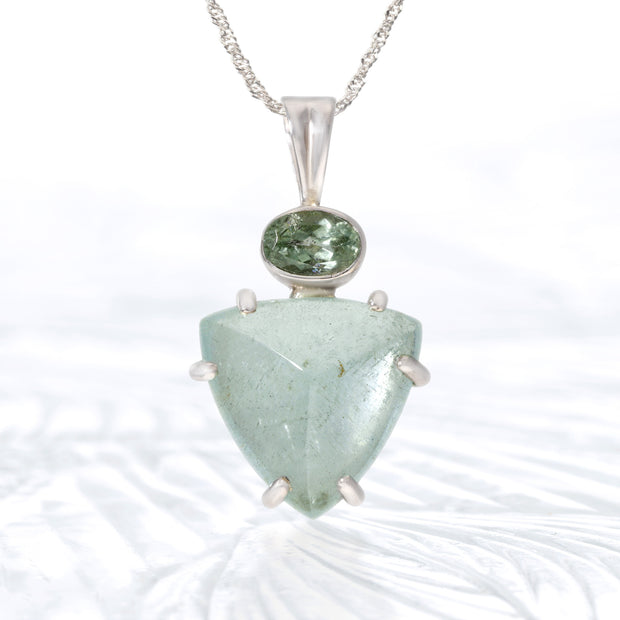 Green Tourmaline & Aquamarine Pendant