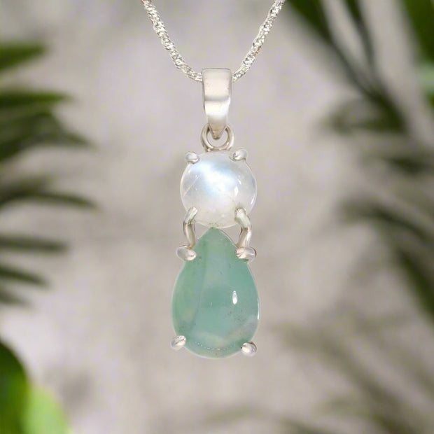 Moonstone & Aqua Chalcedony Pendant