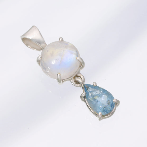 Rainbow Moonstone & Aquamarine Pendant