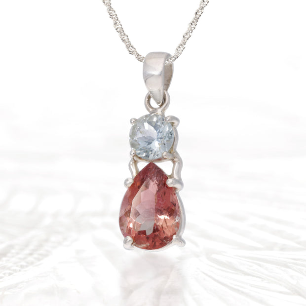 Aquamarine & Pink Tourmaline Pendant