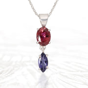 Pink Tourmaline & Iolite Silver Pendant