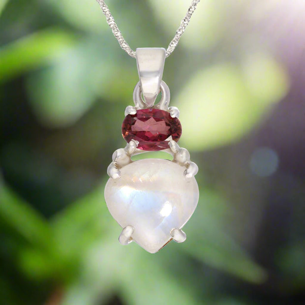 Pink Tourmaline & Moonstone Pendant