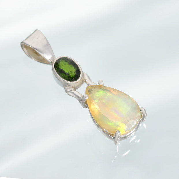 Chrome Diopside & Natural Opal Pendant