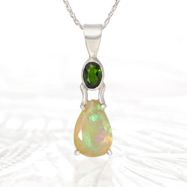 Chrome Diopside & Natural Opal Pendant