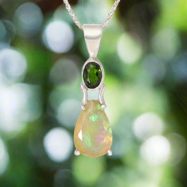 Chrome Diopside & Natural Opal Pendant