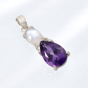 Moonstone & Amethyst Silver Pendant