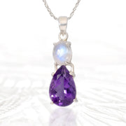 Moonstone & Amethyst Silver Pendant