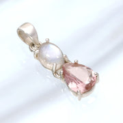Moonstone & Pink Tourmaline Silver Pendant