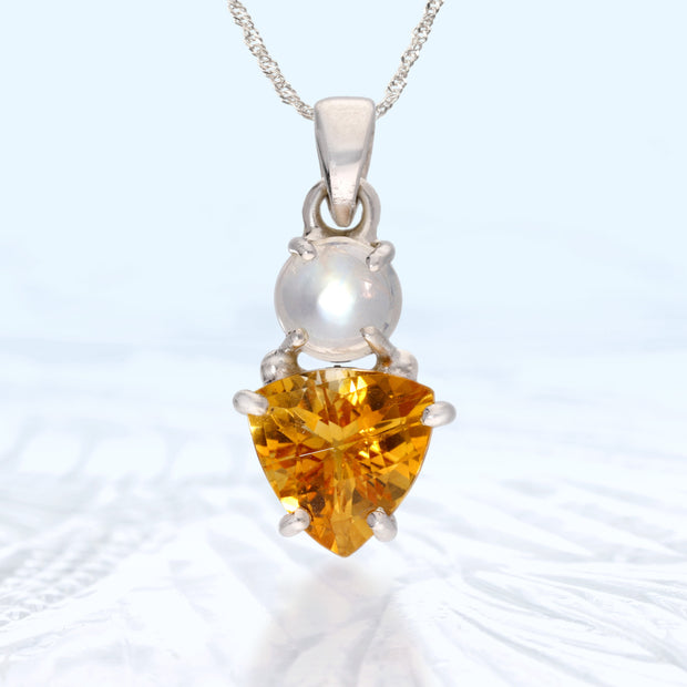 Moonstone & Citrine Silver Pendant