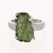 Raw Moldavite Stone Ring Size 7